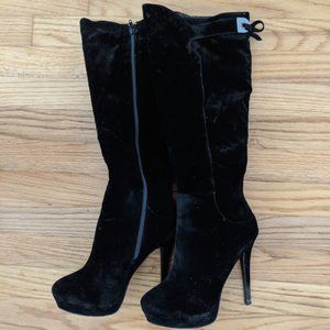 Liliana Knee-High Faux Suede Black Boots US 8